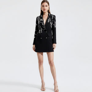 Crystal Double-Breasted Blazer Dress Winteres