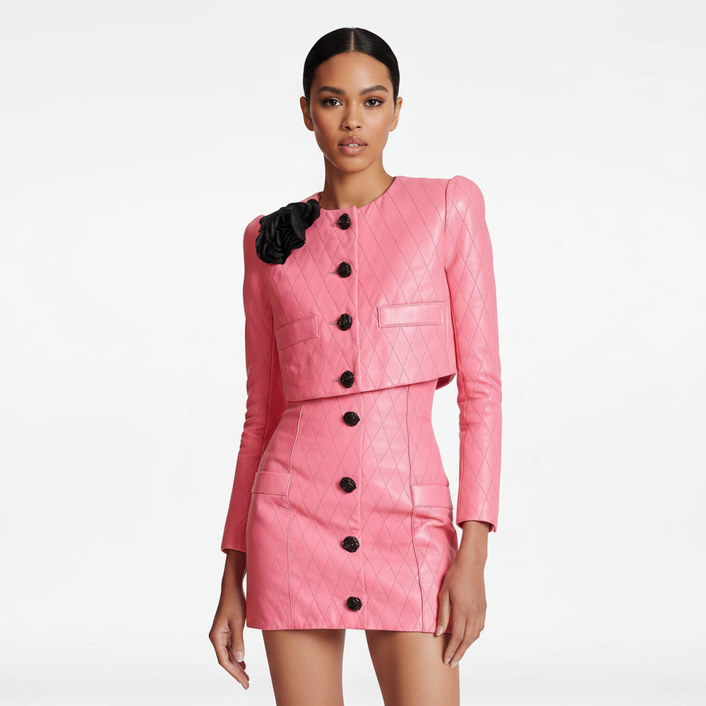 Leather Jacket & Mini Skirt Set Winteres