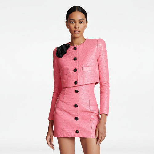 Leather Jacket & Mini Skirt Set Winteres