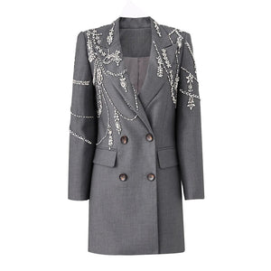 Crystal Double-Breasted Blazer Dress Winteres