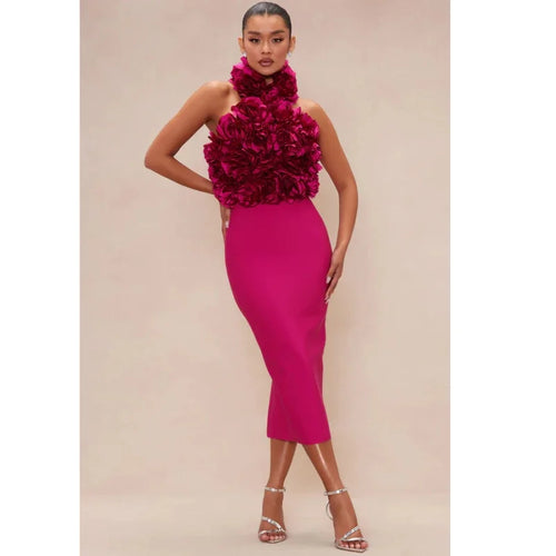 Rosy Bandage Dress Florals Winteres