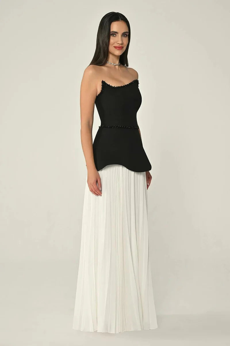 Two-tone pleated peplum dress Winteres