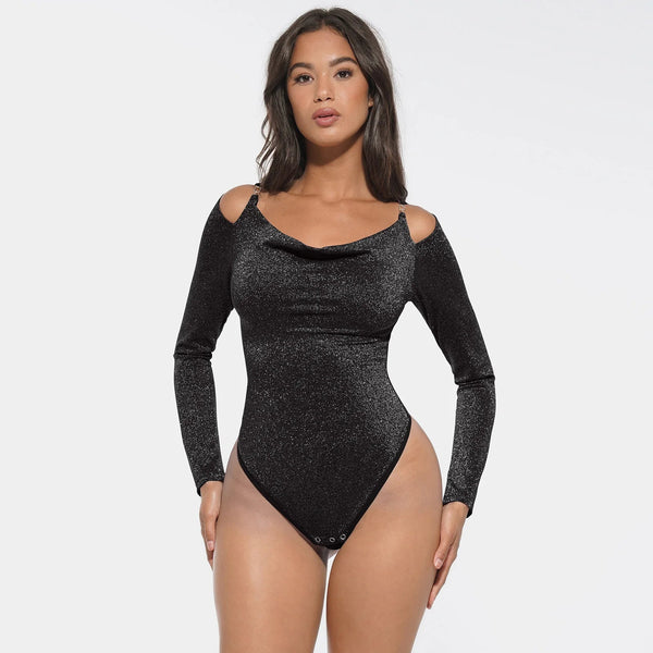 Shiny Built-In Bra Thong Bodysuit Winteres