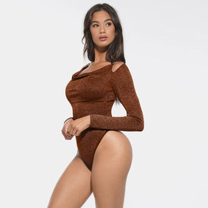 Shiny Built-In Bra Thong Bodysuit Winteres
