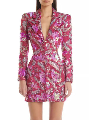 Crystal Sequin Blazer Dress Winteres