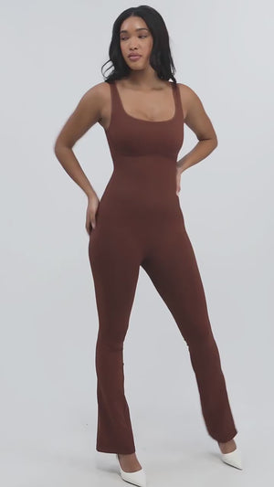 Square-Neck U-Back Jumpsuit