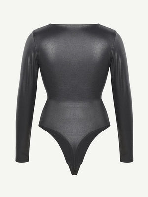 Long-Sleeve V-Neck Thong Bodysuit Winteres