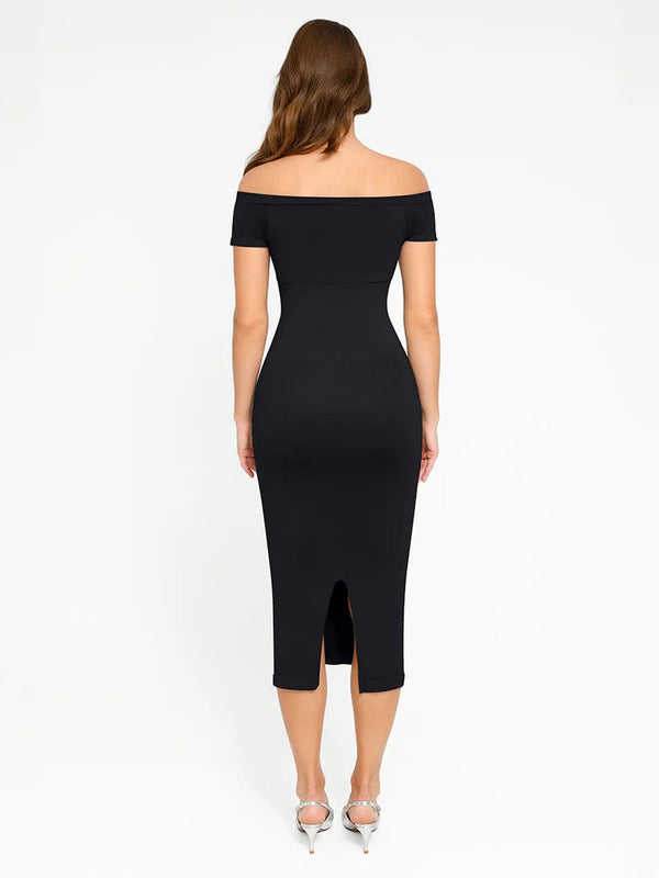 Long-Sleeve Tummy-Compression Midi Dress Winteres