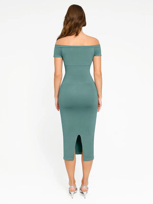 Long-Sleeve Tummy-Compression Midi Dress Winteres