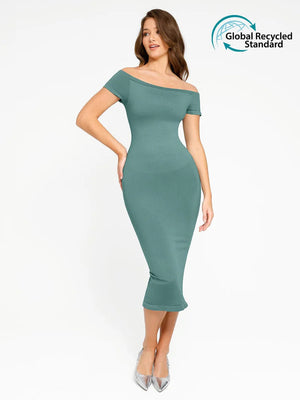 Long-Sleeve Tummy-Compression Midi Dress Winteres